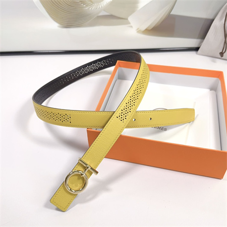 H**mes reversible belt 25mm epsom leather gold tone hardware yellow/black