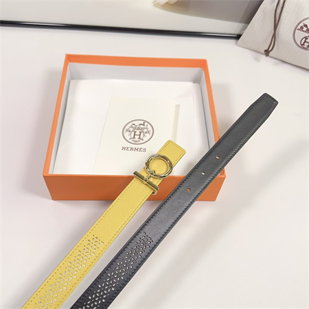 H**mes reversible belt 25mm epsom leather gold tone hardware yellow/black