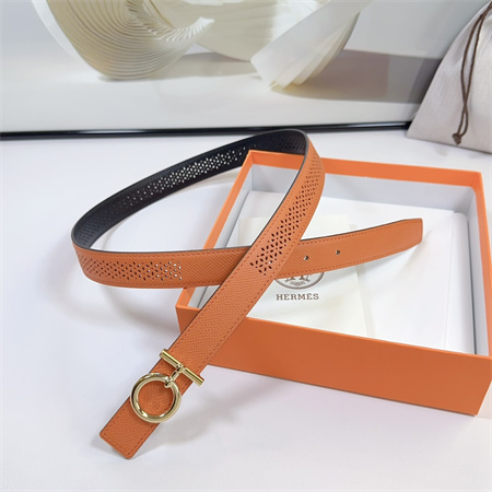 H**mes reversible belt 25mm epsom leather gold tone hardware orange/black