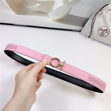 H**mes reversible belt 25mm epsom leather gold tone hardware pink/black