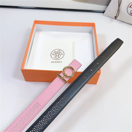 H**mes reversible belt 25mm epsom leather gold tone hardware pink/black