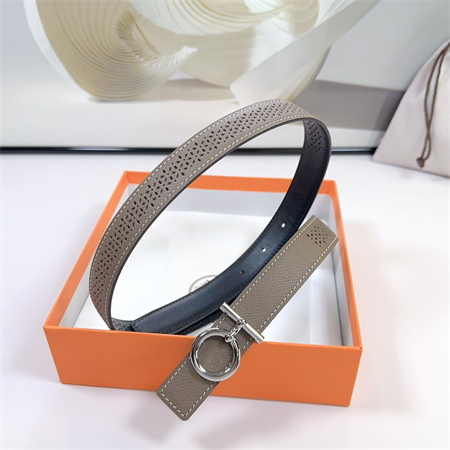 H**mes reversible belt 25mm epsom leather silver tone hardware etoupe/black