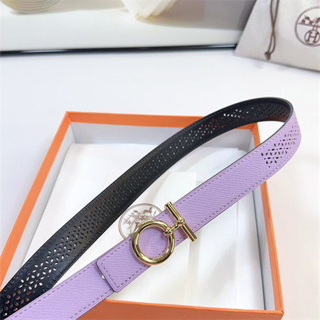 H**mes reversible belt 25mm epsom leather gold tone hardware lt purple/black