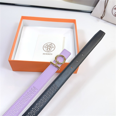 H**mes reversible belt 25mm epsom leather gold tone hardware lt purple/black