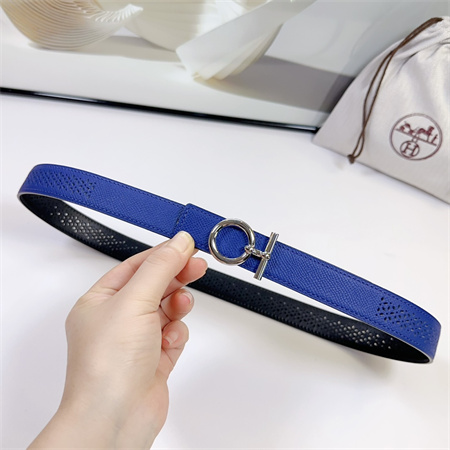 H**mes reversible belt 25mm epsom leather silver tone hardware blue/black