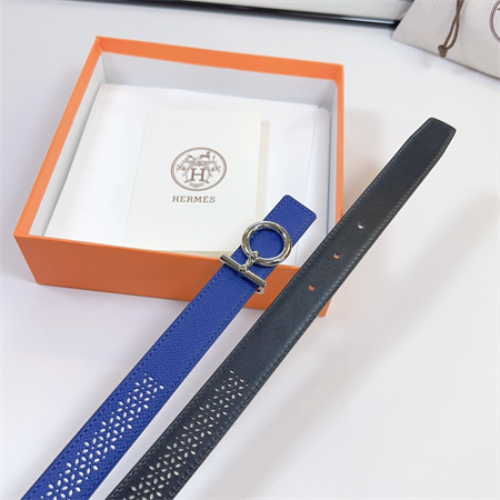 H**mes reversible belt 25mm epsom leather silver tone hardware blue/black