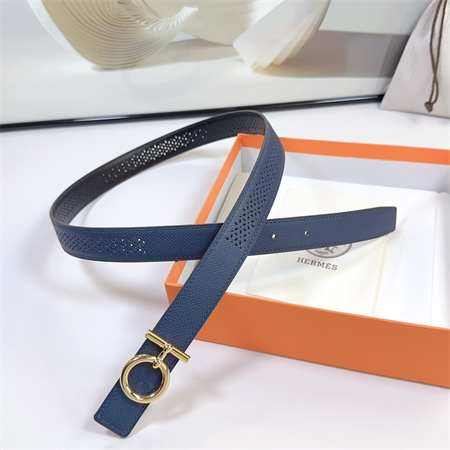 H**mes reversible belt 25mm epsom leather gold tone hardware blue/black
