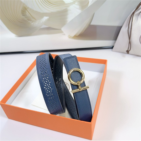 H**mes reversible belt 25mm epsom leather gold tone hardware blue/black