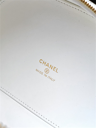 Ch*el mini top handle bag with chain grained calfskin gold tone metal white ap4438