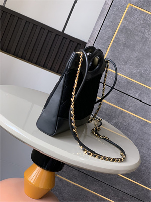 Ch*el 31 mini shopping bag suede&calfskin gold tone metal black as4133