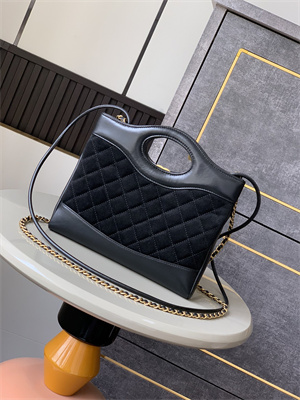 Ch*el 31 mini shopping bag suede&calfskin gold tone metal black as4133