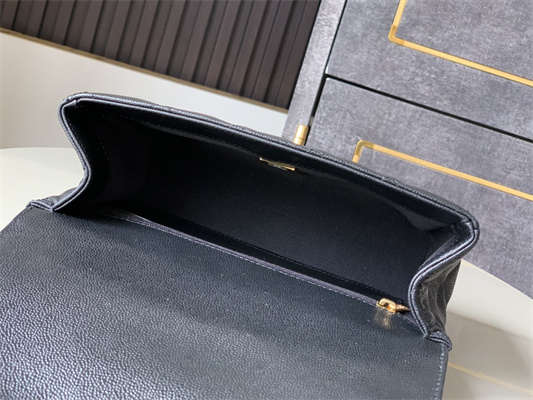 Ch*el 25p classic flap bag grained calfskin gold tone metal black as5240