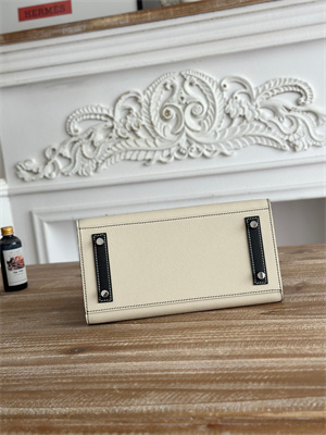 Bir.kin Sellier Bag Epsom Leather 25CM Gold/Silver Hardware In Craie/Black HS