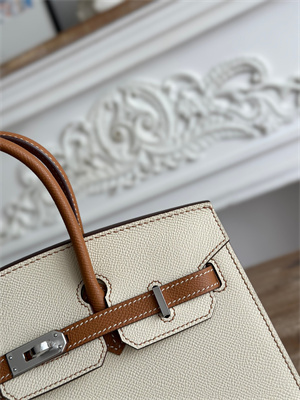 Bir.kin Sellier Bag Epsom Leather 25CM Gold/Silver Hardware In Craie/Gold HS