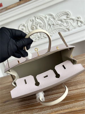 Bir.kin Sellier Bag Epsom Leather 25CM Gold/Silver Hardware In Mauve Pale/Craie HS