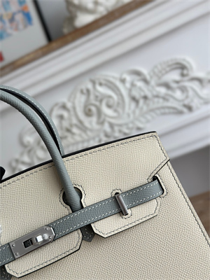 Bir.kin Sellier Bag Epsom Leather 25CM Gold/Silver Hardware In Craie/Blue Glacier HS