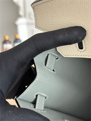 Bir.kin Sellier Bag Epsom Leather 25CM Gold/Silver Hardware In Craie/Blue Glacier HS