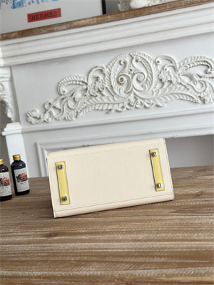 Bir.kin Sellier Bag Epsom Leather 25CM Gold/Silver Hardware In Craie/Jaune Poussin HS