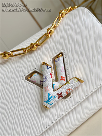 LV x TM Twist MM Slim Bag Epi grained cowhide leather White M13678