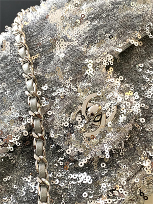 Cha.nel Flap Bag Sequins and Silver Tone Metal Grey AS4561