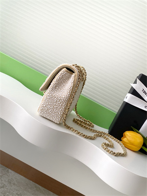 Cha.nel Mini Classic Flap Bag With Pearl Gold Tone Metal AS4298
