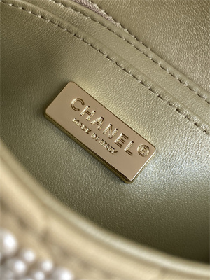 Cha.nel Mini Classic Flap Bag With Pearl Gold Tone Metal AS4298