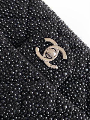 Cha.nel Mini Classic Flap Bag With Pearl Gold Tone Metal Black AS4298