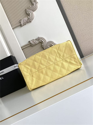Ch*el 25 small handbag grained calfskin gold tone metal yellow as5293