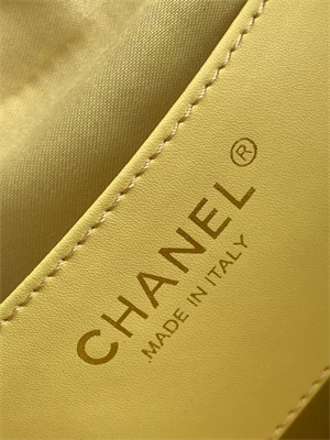 Ch*el 25 small handbag grained calfskin gold tone metal yellow as5293