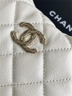 Ch*el coco crush top handle bag grained calfskin gold tone metal white ap4591