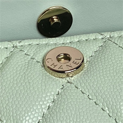 Ch*el coco crush top handle bag grained calfskin gold tone metal lt green ap4591