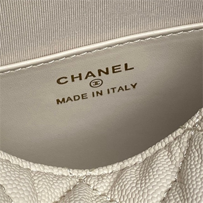 Ch*el coco crush top handle bag grained calfskin gold tone metal beige ap4591