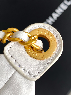 Ch*el hobo bag lambskin gold tone metal white as5528