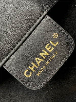 Ch*el large hobo bag lambskin gold tone metal black as5425