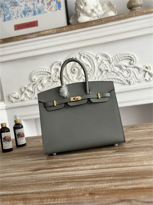 Bir.kin Sellier Bag Epsom Leather 25/30/35CM Gold Hardware In Gris Meyer Color HS