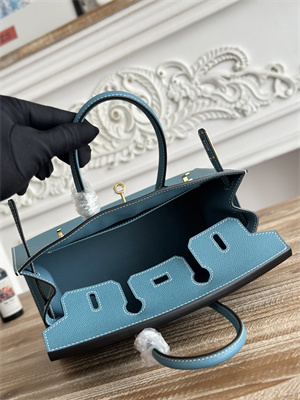 Bir.kin Sellier Bag Epsom Leather 25/30/35CM Gold Hardware In Blue Jean Color HS