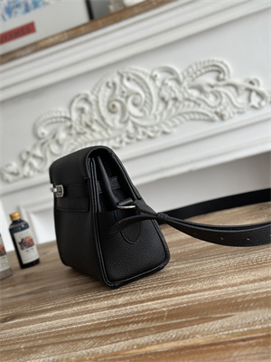 Kelly Messenger Bag Togo Leather Silver Tone Hardware In Black Color HS