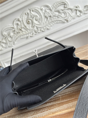 Kelly Messenger Bag Togo Leather Silver Tone Hardware In Black Color HS