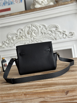 Kelly Messenger Bag Togo Leather Gold Tone Hardware In Black Color HS