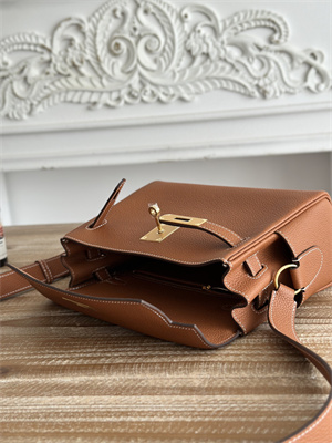 Kelly Messenger Bag Togo Leather Gold Tone Hardware In Gold Color HS