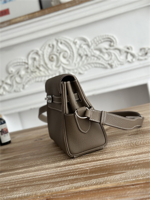 Kelly Messenger Bag Togo Leather Silver Tone Hardware In Etoupe Color HS