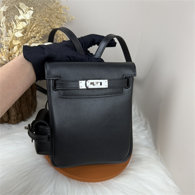 Kelly Jump Backpack Swift Leather Silver Tone Hardware In Black Color HS