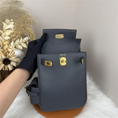 Kelly Jump Backpack Swift Leather Gold Tone Hardware In Black Color HS