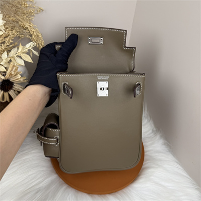 Kelly Jump Backpack Swift Leather Silver Tone Hardware In Etoupe Color HS