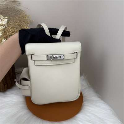 Kelly Jump Backpack Swift Leather Silver Tone Hardware In Craie Color HS