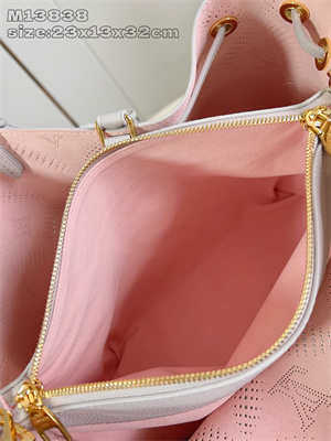 L.V Bella Tote Mahina Bloom Perforated Mahina calfskin leather Gray/Pink M13838