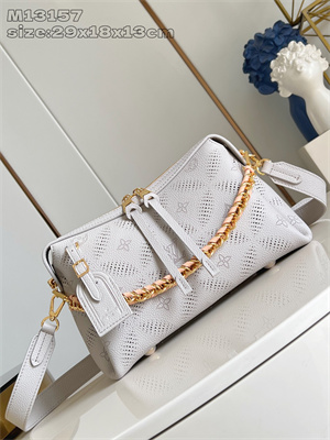 L.V Hand It All PM Mahina Bloom Perforated Mahina calfskin leather Gray/Pink M13157