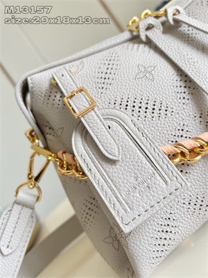 L.V Hand It All PM Mahina Bloom Perforated Mahina calfskin leather Gray/Pink M13157