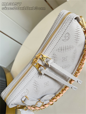 L.V Hand It All PM Mahina Bloom Perforated Mahina calfskin leather Gray/Pink M13157