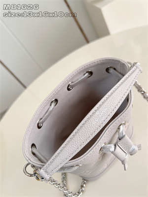 LV Nano Noé Monogram Empreinte leather Brume/Quartz M14224